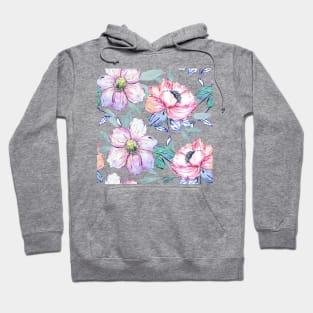 Romantic watercolor flowers hand paint design Hoodie